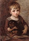 Mihaly Munkacsy Young Girld and her Dachshund painting